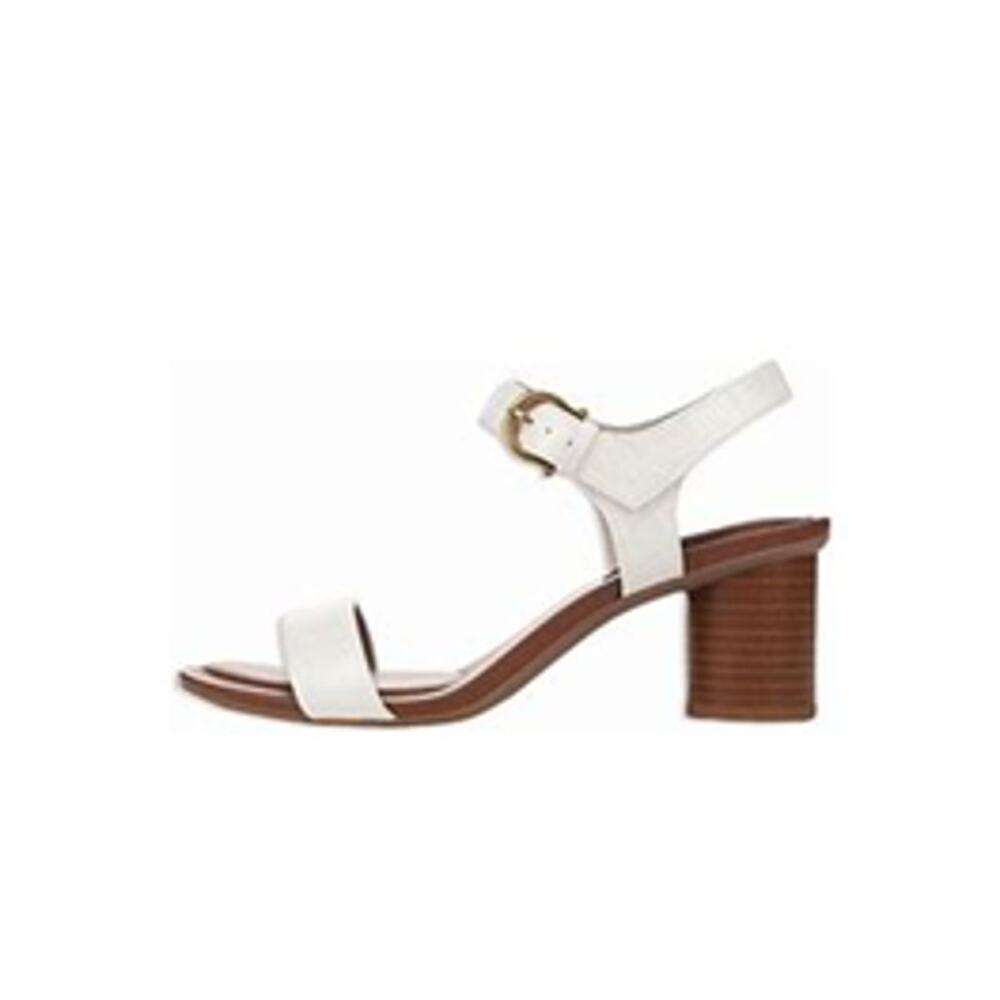 Giani Bernini Hadley White Croc Embossed Block Heel Sandals 7 NWI